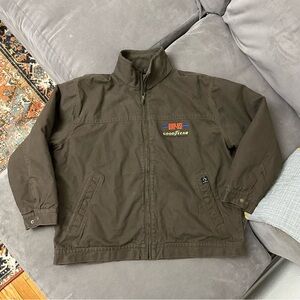 DRI DUCK Jacket Mens XXL Canvas Workwear Flannel Lined Blanket Goodyear Logo
